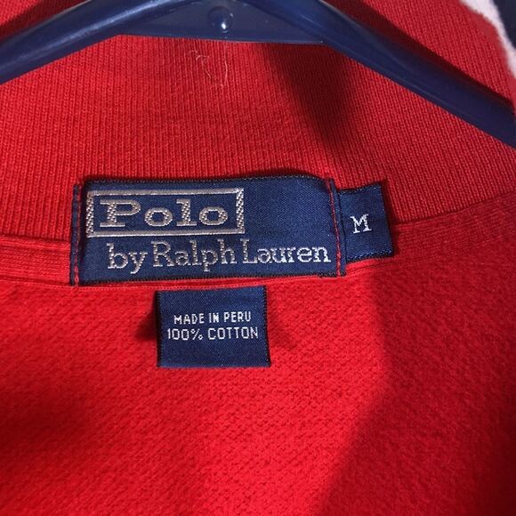 Polo By Ralph Lauren 💯 Cotton Men’s Sweater Pullover Red 1/4 Zip - Picture 5 of 16